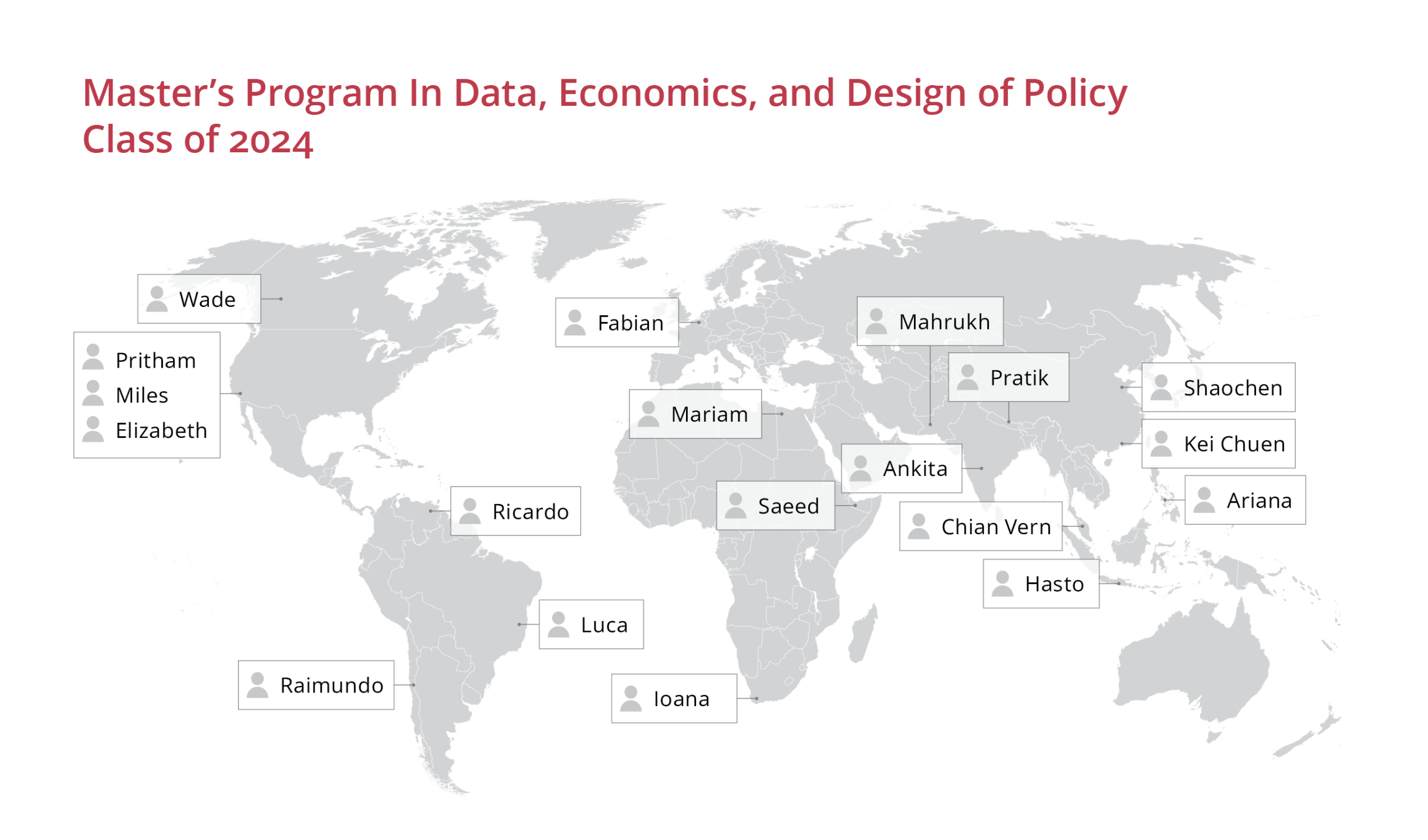 Map of home countries of 2024 DEDP students